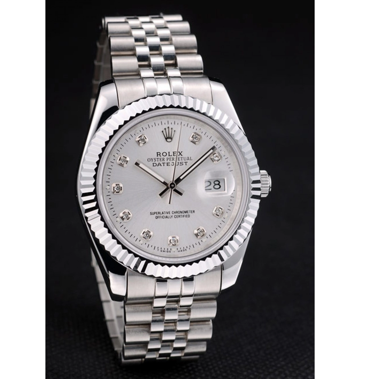 Good Copy Rolex Watches Stainless Steel Silver 41977 Ribbed Rolex Bezel DateJust Dial 0625